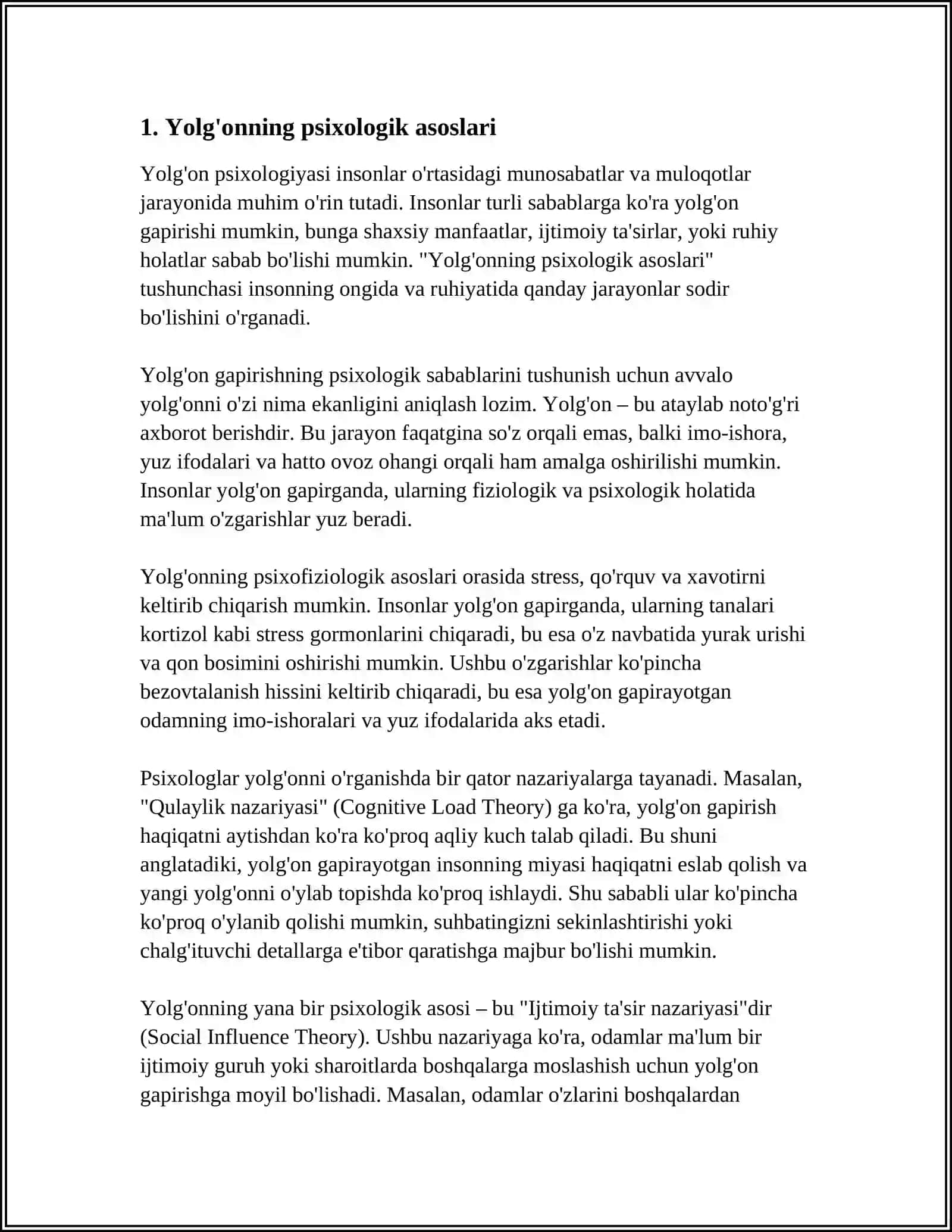 YOLG'ON PSIXOLOGIYASI VA UNI FOSH ETISH 3