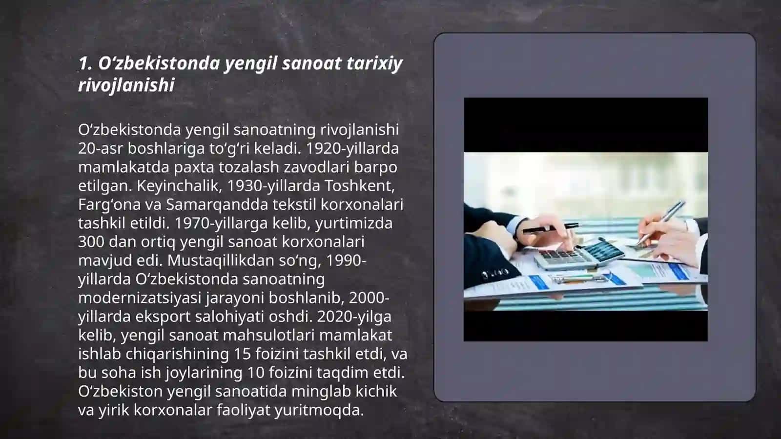 Oʻzbekiston Respublikasi yengil sanoatni rivojlantirish yoʻnalishlari 3