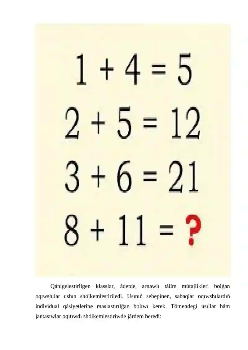 Baslawısh klass matematika kursı 3