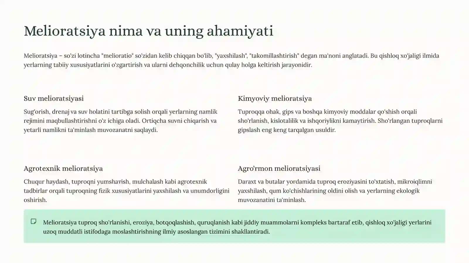 Qishloq xo'jaligi yerlari va ularning meliorativ holati 3