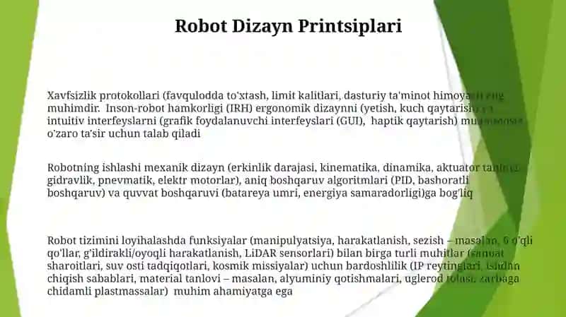 Robotolar va robototexnik vositalarni loyhalashtirish,vazifalarining quyilnshi 3