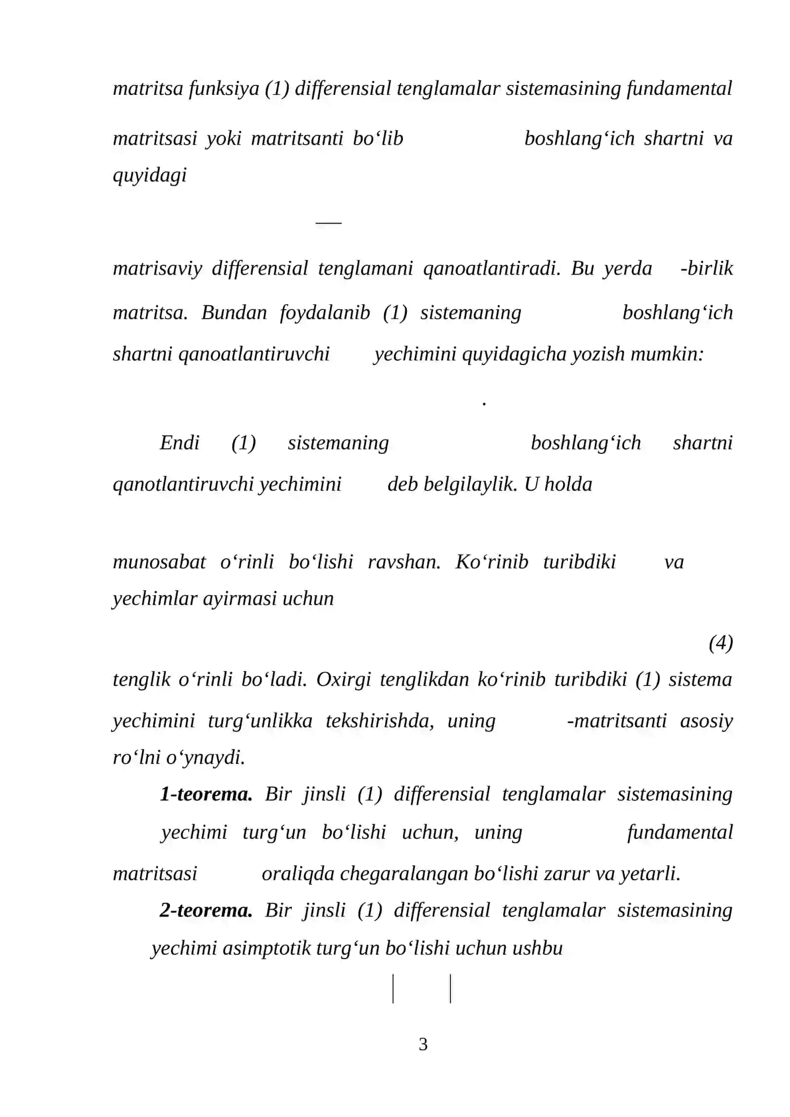 Sistema yechimining turg‘unligi 3