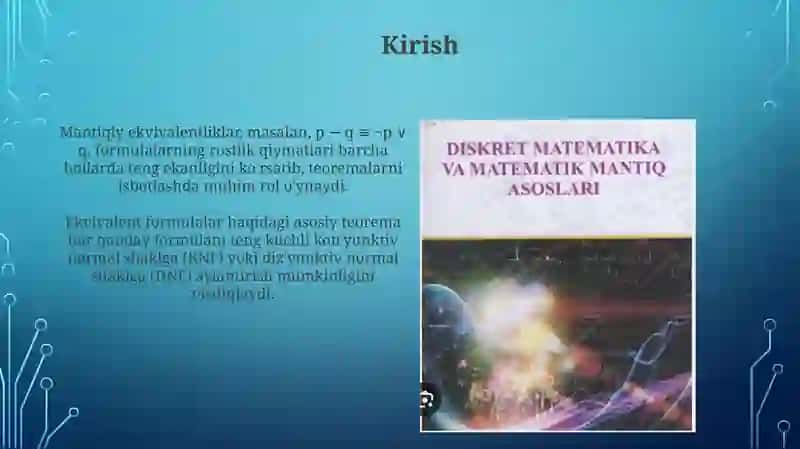 Asosiy teng kuchliliklar. Teng kuchli formulalarga doir teoremalar 3