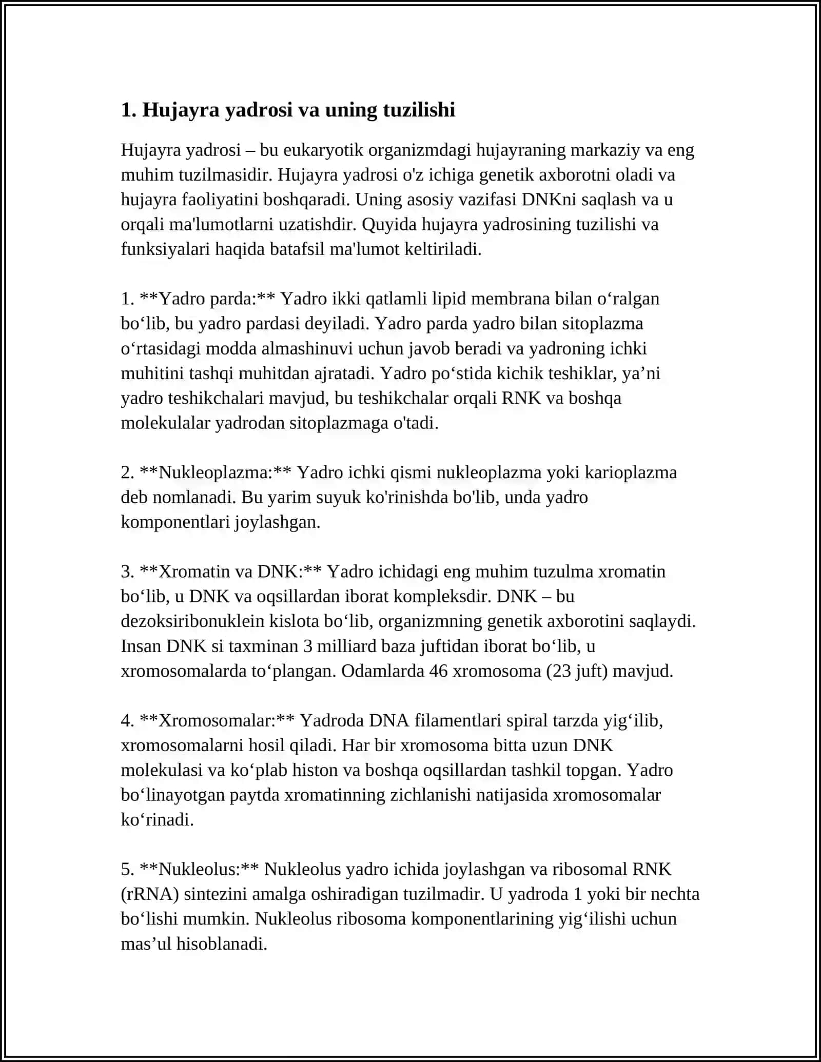 SITOLOGIYA. HUJAYRA ORGANOIDLARI. KIRITMALAR. YADRO. HUJAYRA ORGANOIDLARI 3