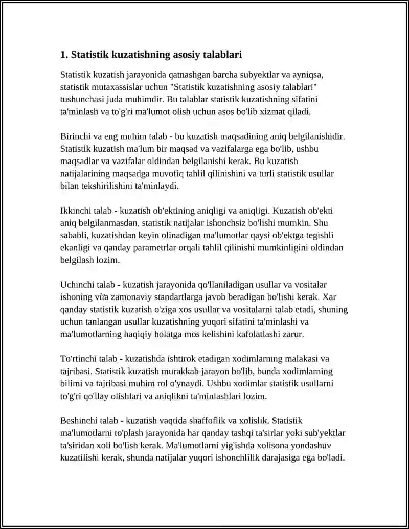STATISTIK KUZATISH TUSHUNCHASI UCHUN ASOSIY TALABLAR 3