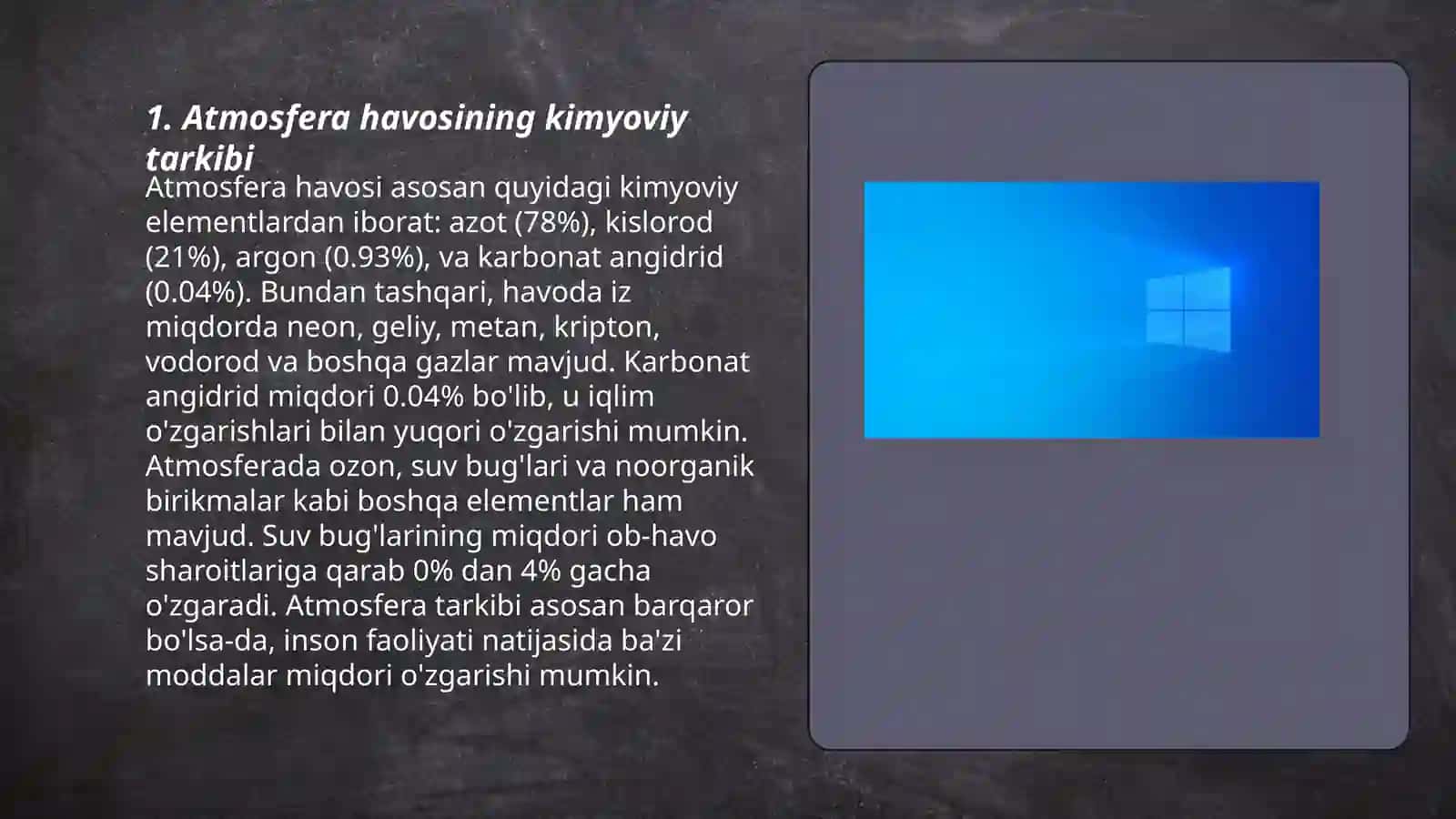 Atmosfera havosi tarkibiva quyosh radiatsiyasini inson organizmi uchun ahamiyati 3