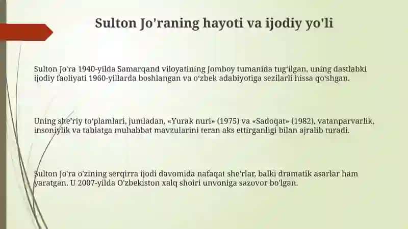 Sulton Jo'ra nings vatanparvarlik mavzusidagi asarlari to'plami 3