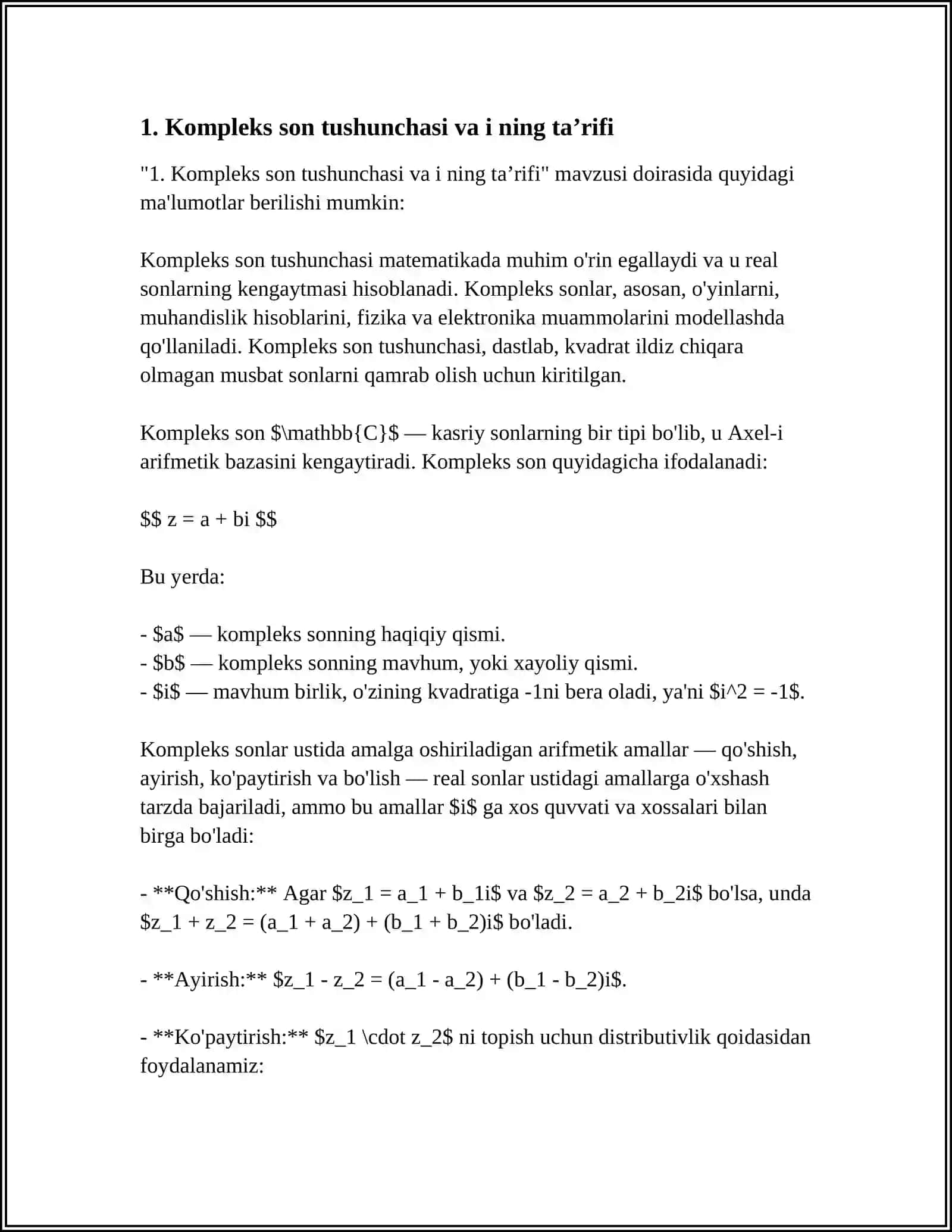 Kompleks Sonlar 3