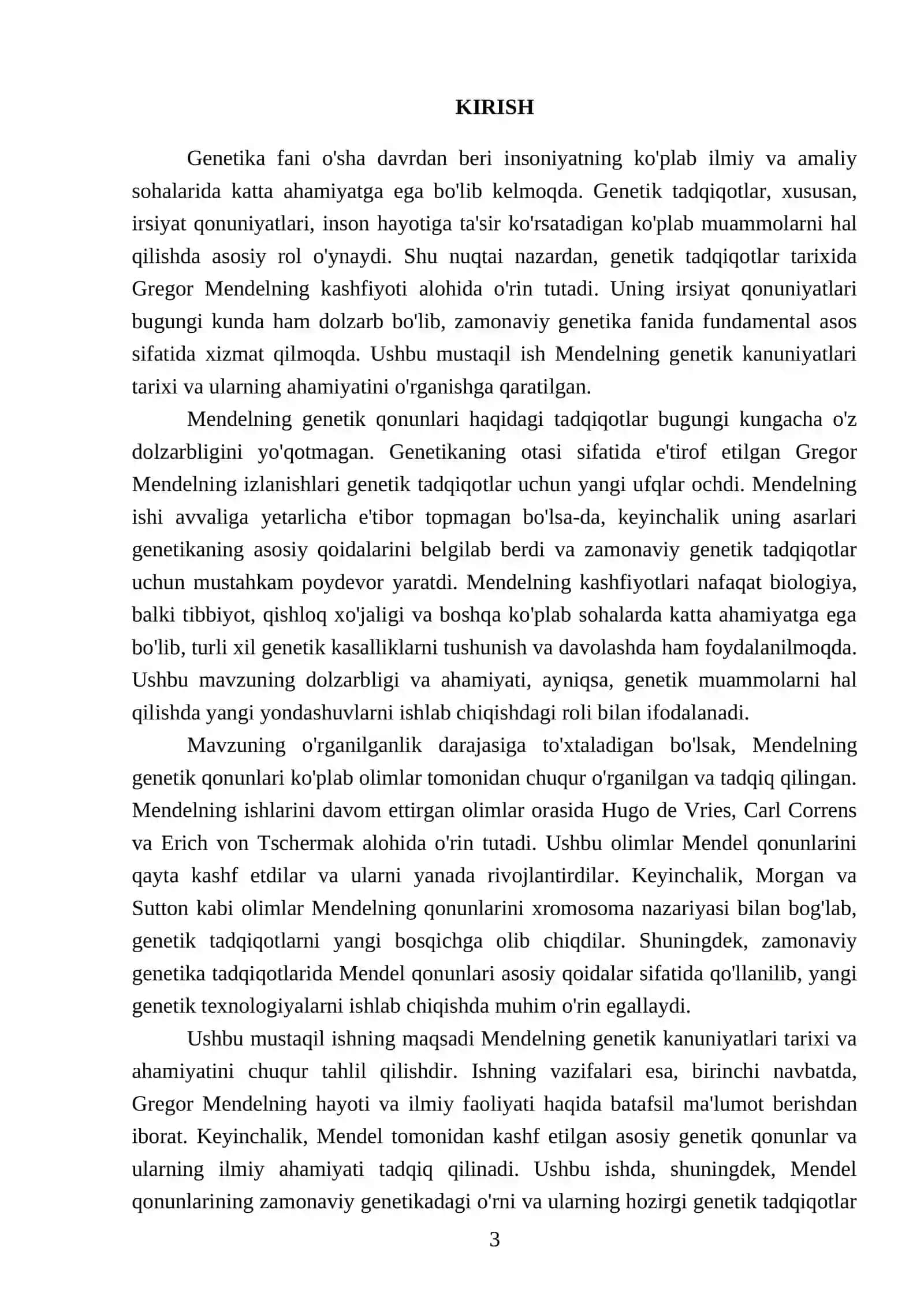 Mendelning genetik kanuniyatlari tarixi va ahamiyatlari 3