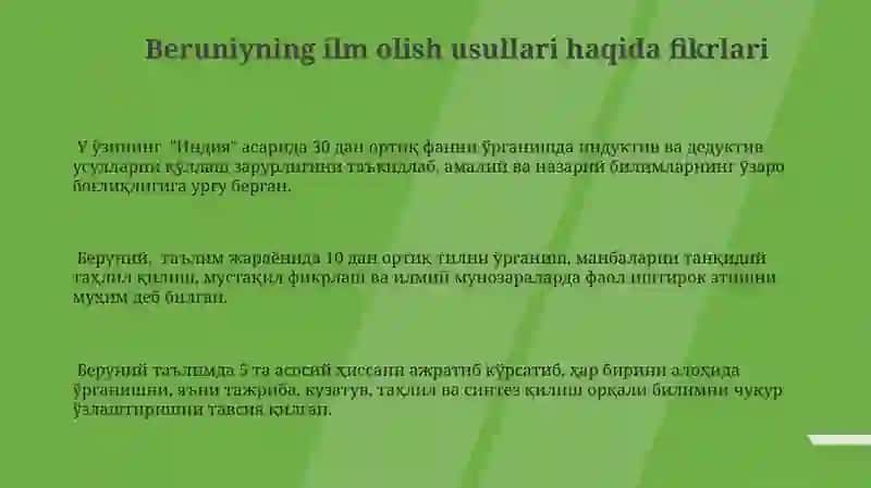 Abu Rayxon Beruniy Beruniyning pedagogik qarashlari 3