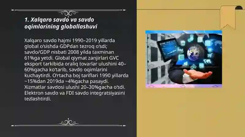 globallashuv sharoitida jahon iqtisodiyotining rivojlanish tendensiyalari 3