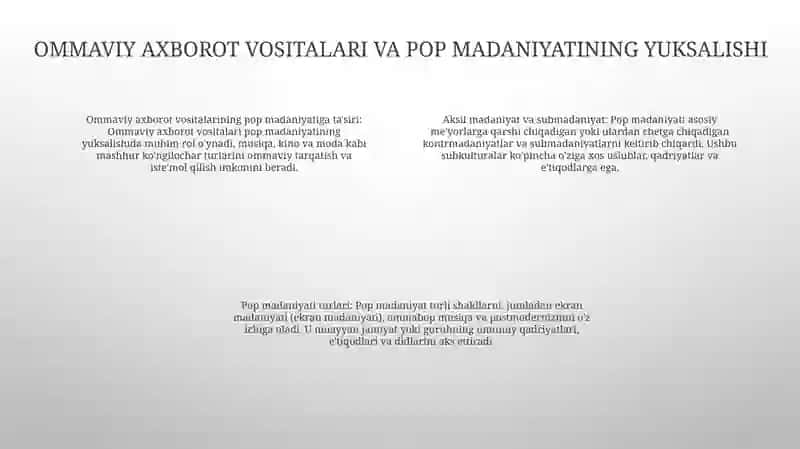 Ommaviy Madaniyatning Shakllanish Tarixi Va Uning Turlari 3