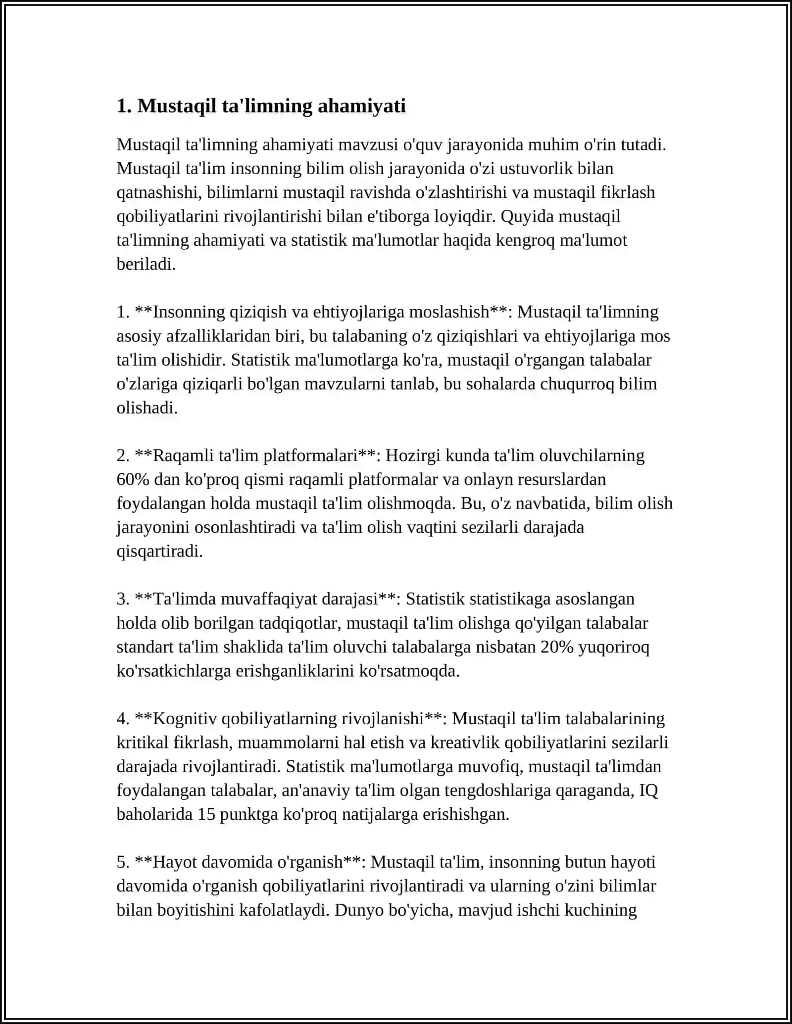 UNIVERSITETDA TALABALARNING MUSTAQIL ISHLASH KO'NIKMALARINI SHAKLLANTIRISH 3