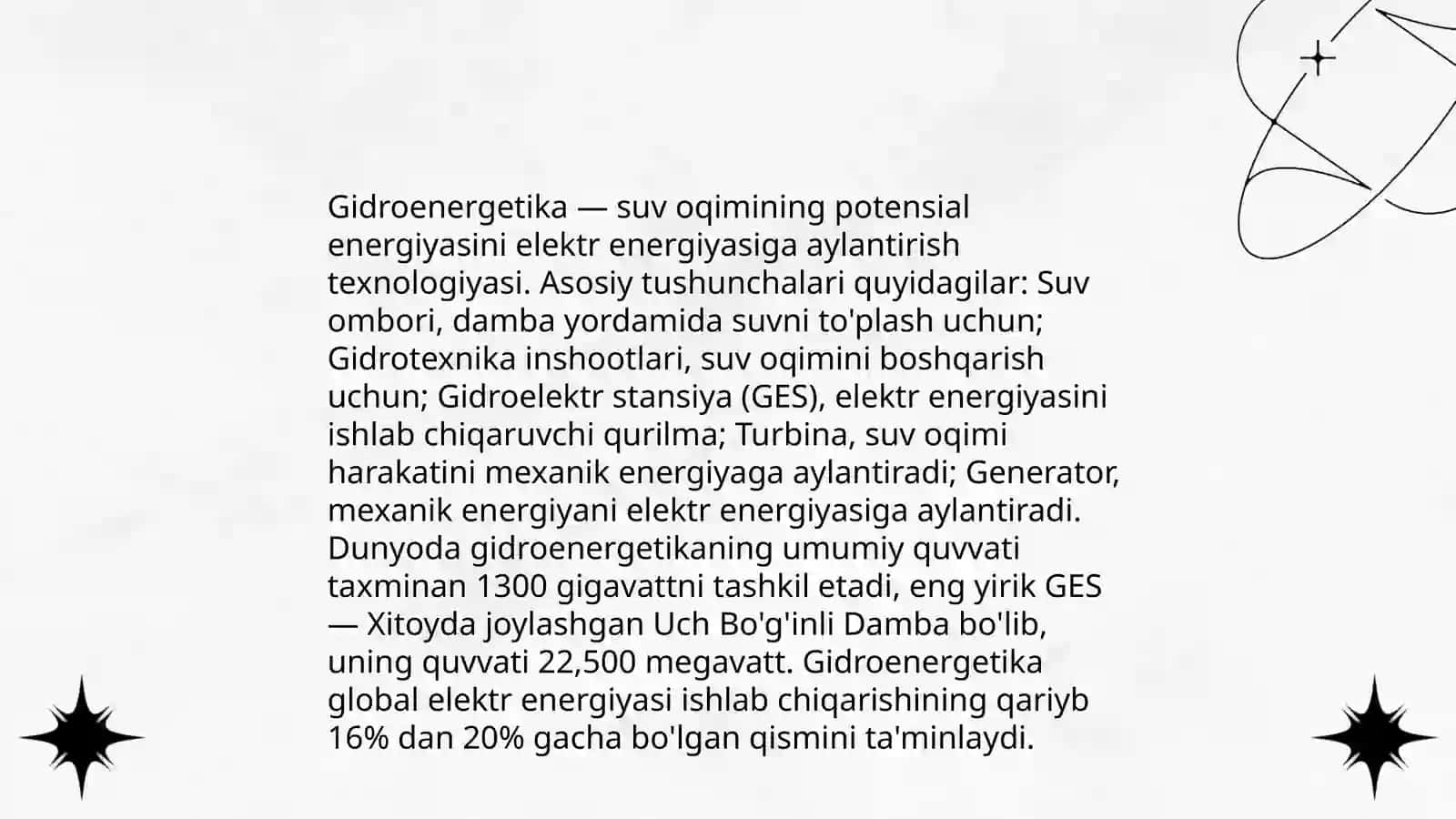 Elektrenergetika tarmog'ida gidroenergetik qurilmalar õrni 3