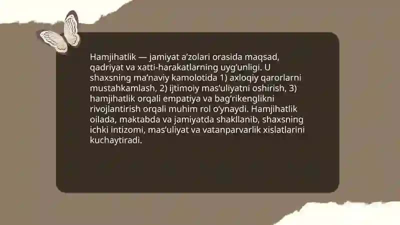 Shaxs maʼnaviy kamolotini shakllantirishda hamjihatlilikning orni 3