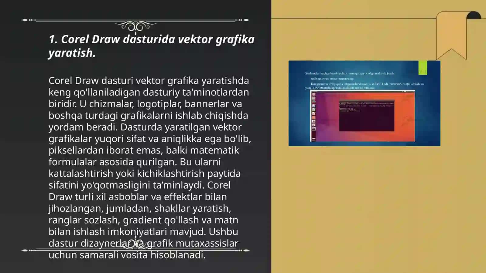 Corel Draw dasturi bilan ishlashning qo‘shimcha imkoniyatlari 3