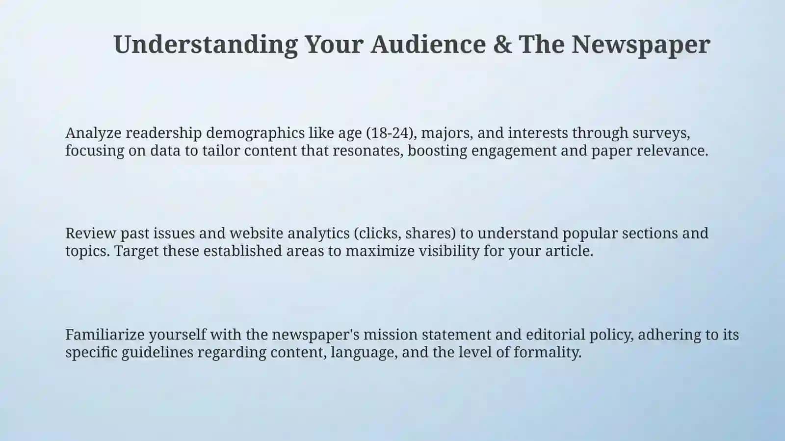 How to write an article for a university newspaper? 3