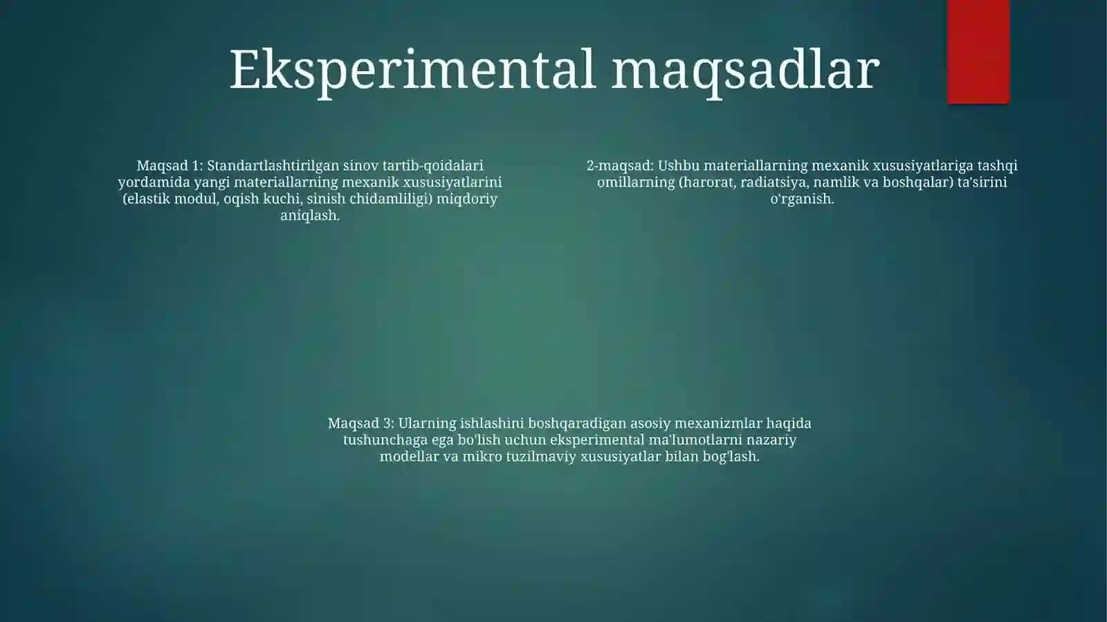 Yangi Materilallarning Mexanik Xususiyatlarini Tajribada O'Rganish Mexanik Xususiyatlarga Turli Omilarning Ta'Siri 3