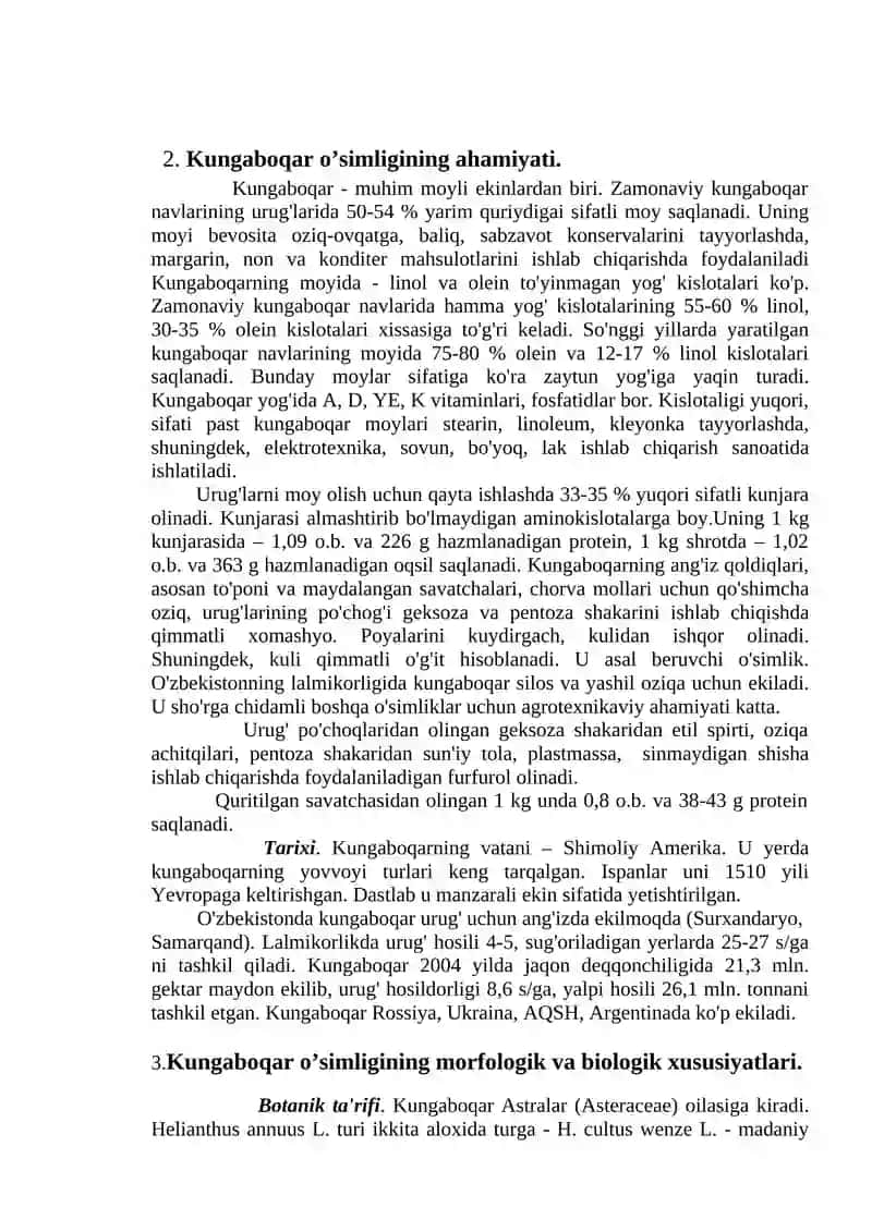 Moyli ekinlar: Kungaboqar o’simligi 3