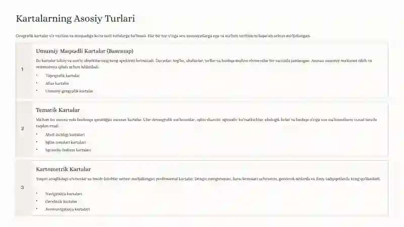 Geografik Kartalarning Xususiyatlari va Ularning Tasnifi 3