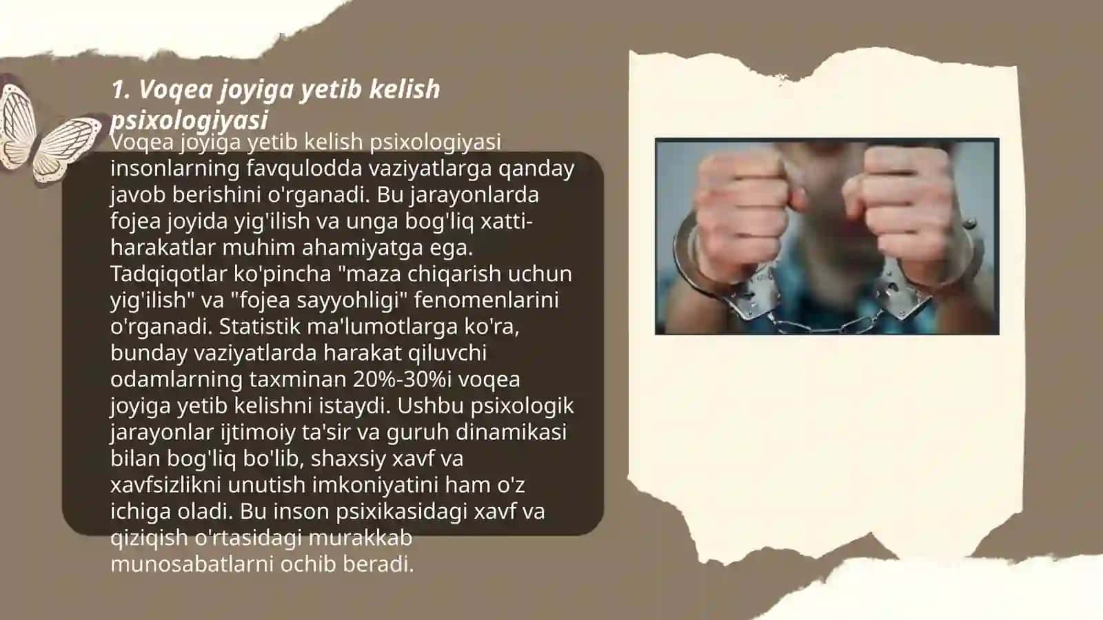 Voqea joyini kózdan kechirish va guvohlantirish psixologiyasi 3