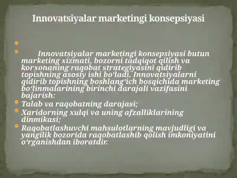 Innovatsiyalar marketing ikonsepsiyasi 3