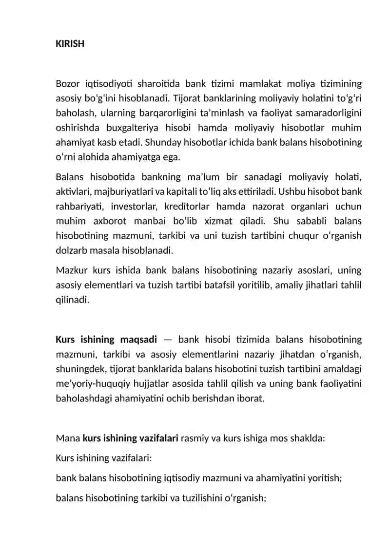 Balans hisobotining mazmuni, tarkibi, uning elementlari va ularni tuzish tartibi. 3