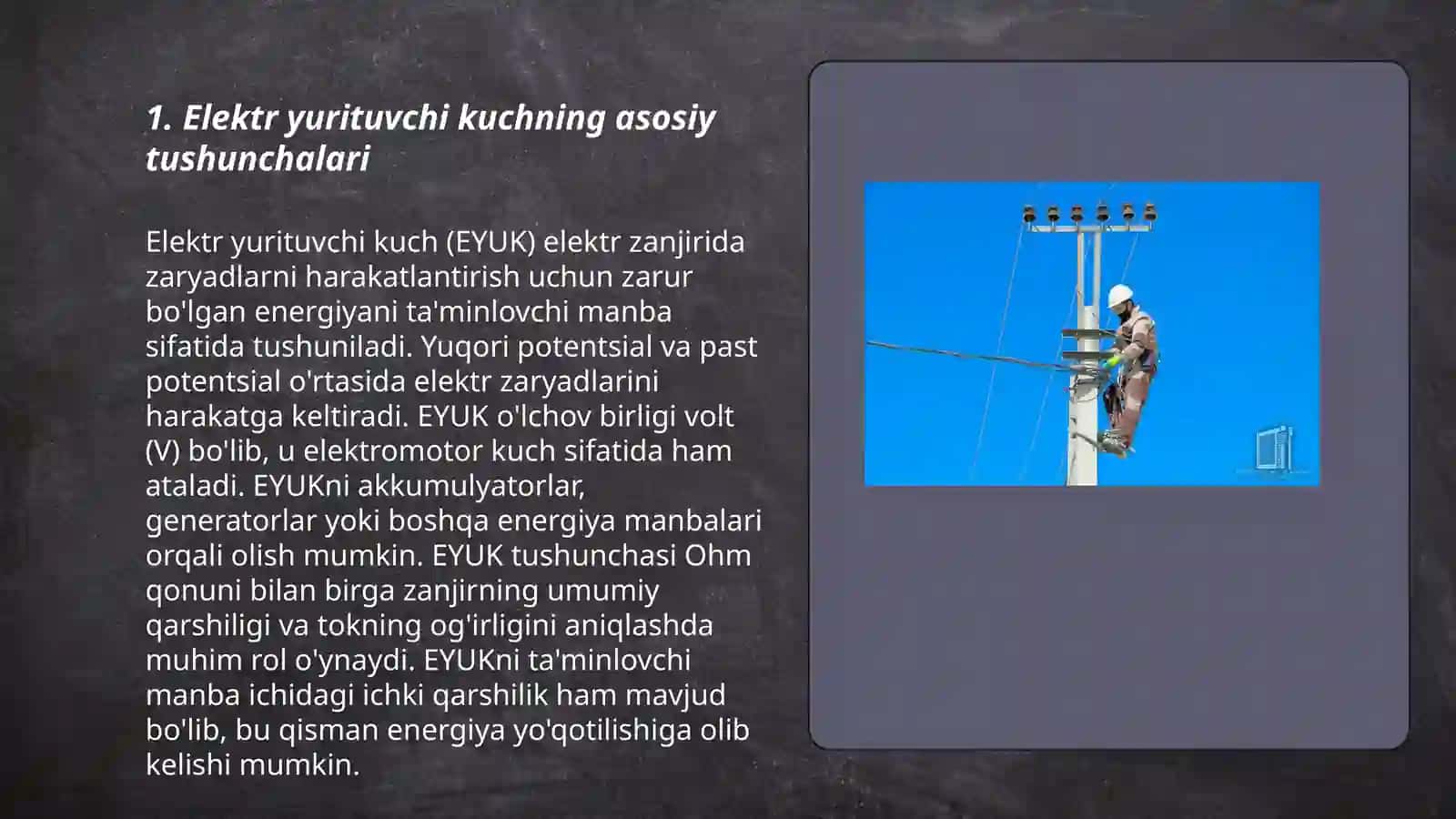 Elektr mexanik tizimning elektr yurituvchi kuchi 3