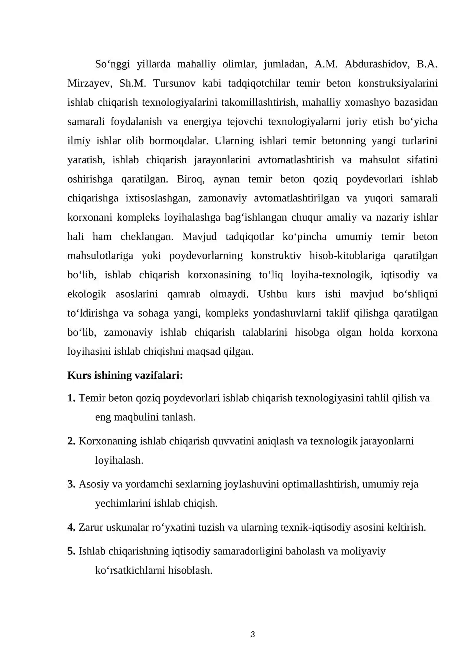 Temir  beton  qoziq   poydevorlari  ishlab  chiqarish   korxonasini  loyixalash 3