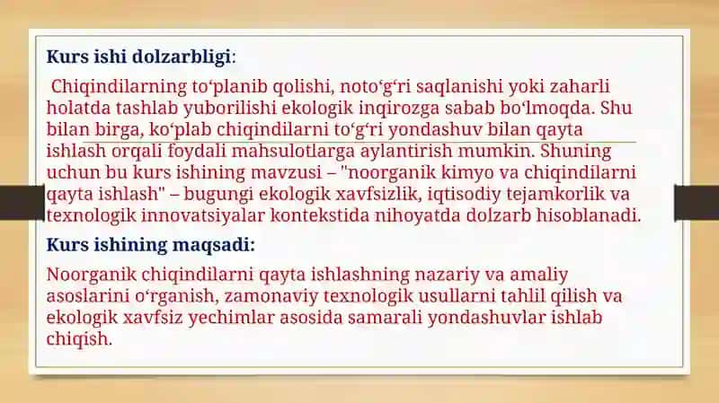 NOORGANIK KIMYO VA CHIQINDILARNI QAYTA ISHLASH 3