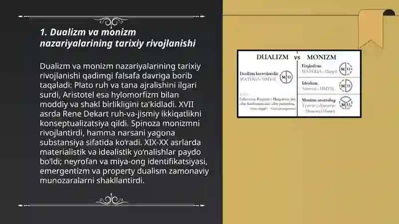 Insonni tushunishga dualizm va monizm nuqtai nazaridan yondashuv 3