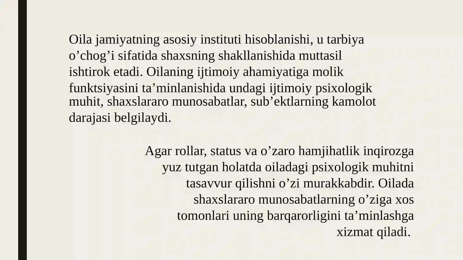 Oila psixologiyasi. Oilaning ijtimoiy vazifalari, oilaviy rollar 3