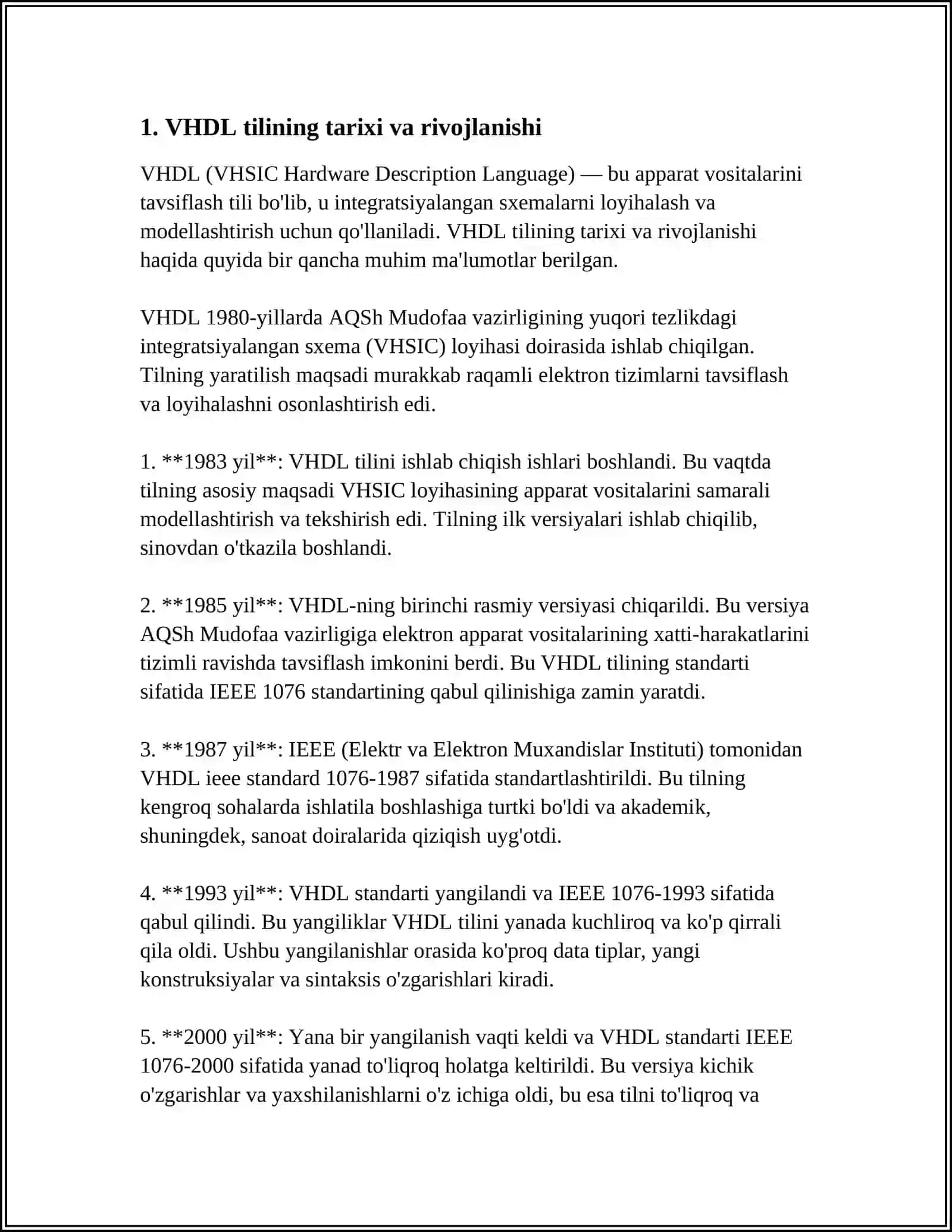 VHDL TILINING VAZIFASI, IMKONIYATLARI 3
