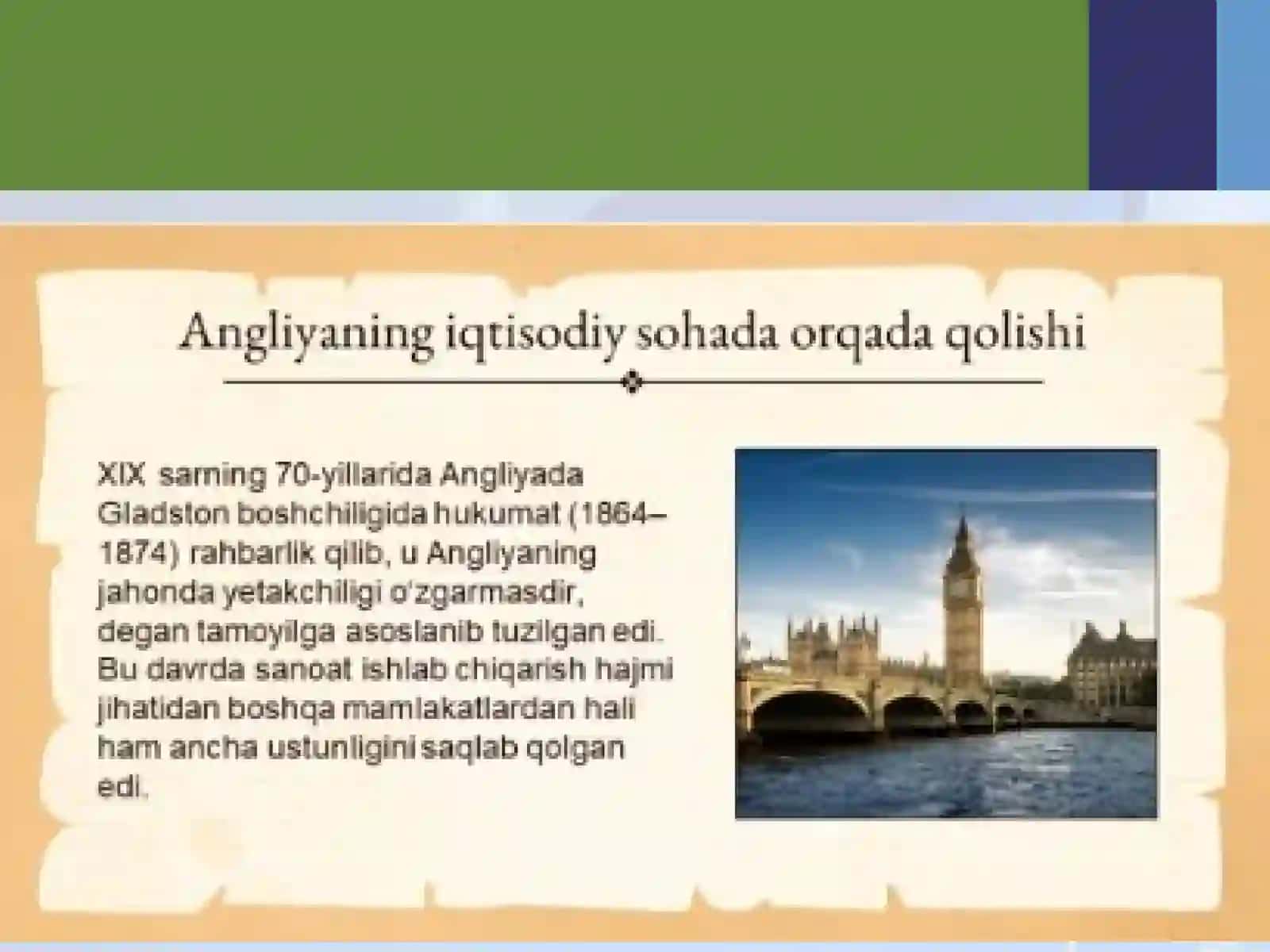 XIX asr oxiri XX asr boshlarida Angliyaning siyosiy, ijtimoiy-iqtisodiy ahvolini o’rganish 3