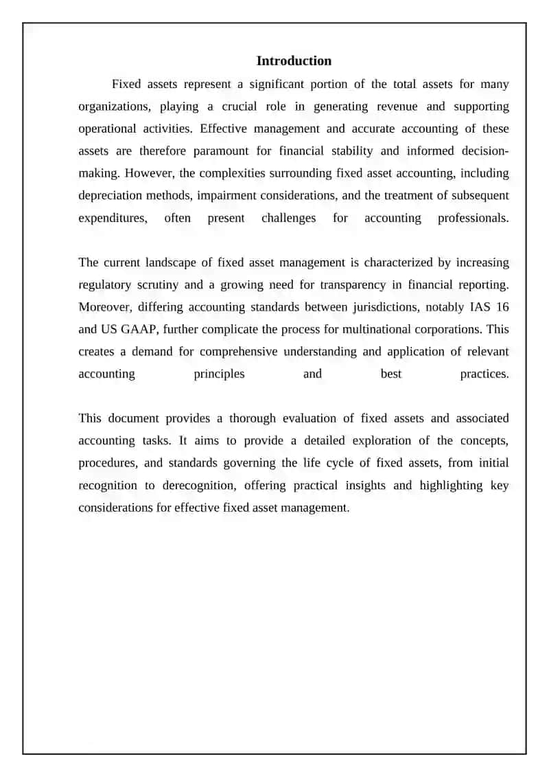 Evaluation of Fixed Assets and Accounting Tasks 3