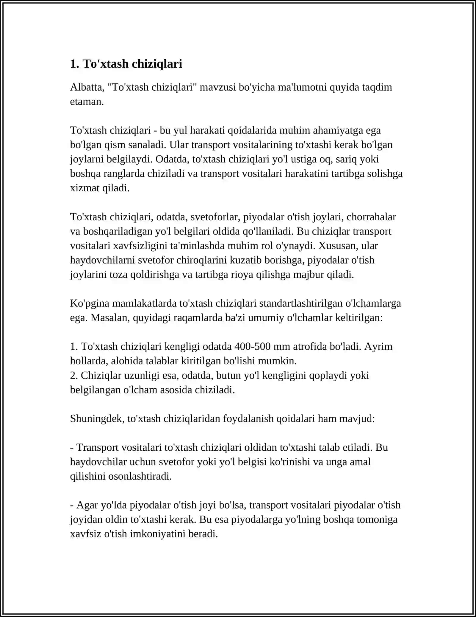 YOʻL BELGI CHIZIQLARI 3