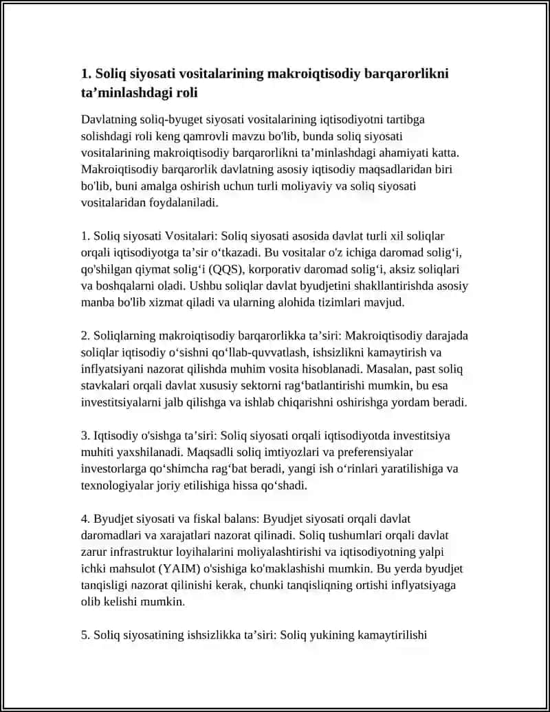 DAVLATNING SOLIQ - BYUDJET SIYOSATI VOSITALARINING IQTISODIYOTNI TARTIBGA SOLISHDAGI ROLI 3