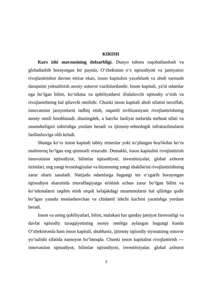 INSON KAPITALIGA INVESTITSIYALARNING MOHIYATI, TURLARI VA SAMARADORLIGI 3