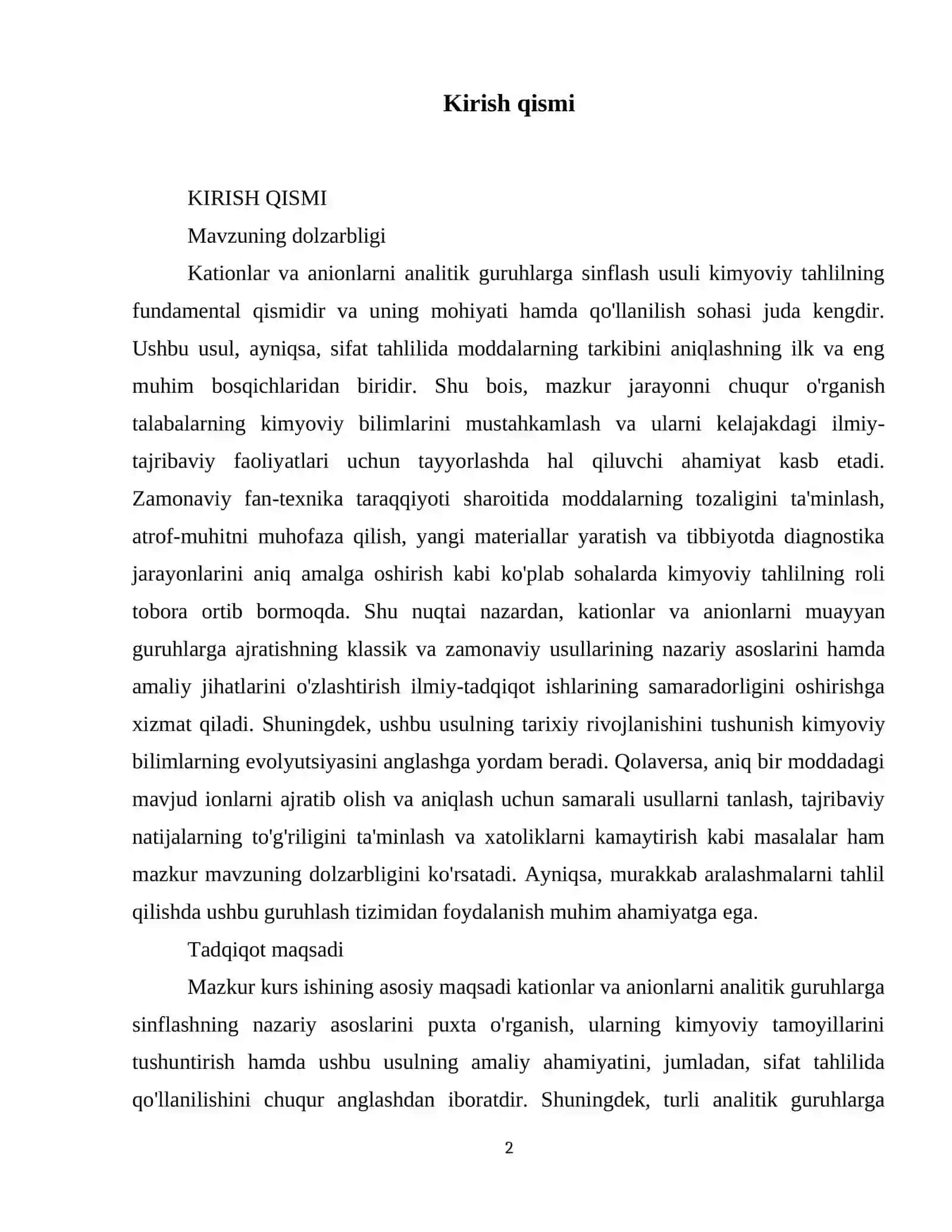 Kationlarning va anionlar analitik guruhlarga sinflanishi. ( tajribasi bilan) 3
