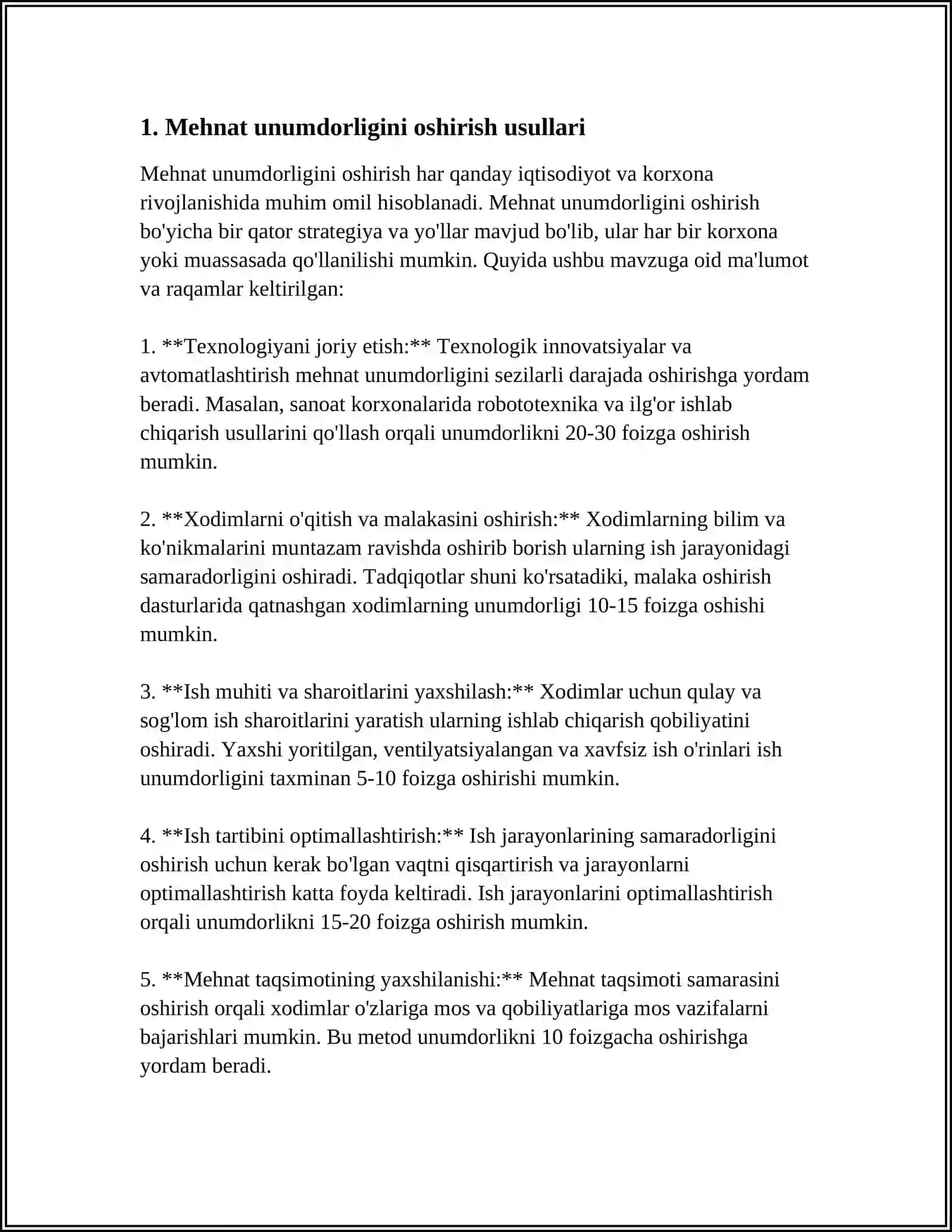MEHNAT UNUMDORLIGI IQTISODIY OʻSISH OMIL SIFATIDA 3