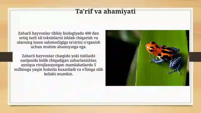 Zaharli hayvonlar Tibbiybiologiyasi 3