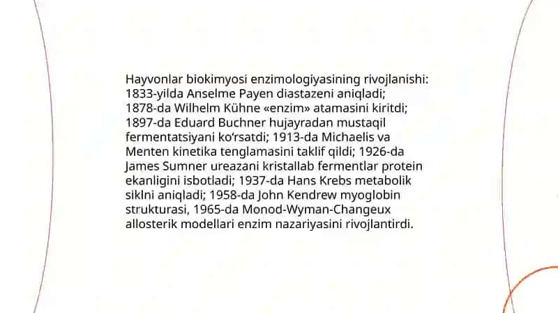 Hayvonlar biokimyosi fanining ayrim sohalari varivojlanish tarixi 3