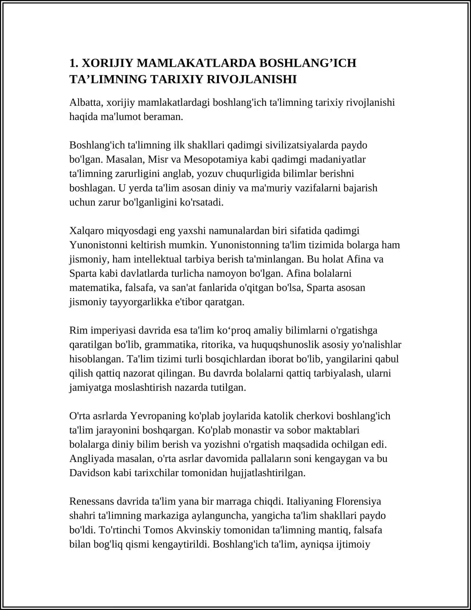 XORIJIY MAMLAKATLARDA BOSHLANG’ICH TA’LIM-TARBIYA TIZIMI 3