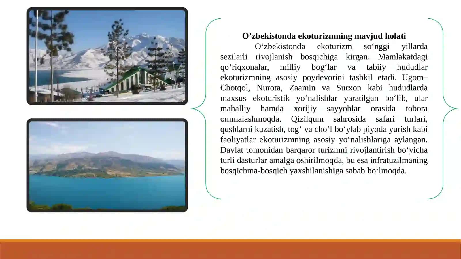 O’zbekistonda ekoturizmni rivojlantirishning asosiyy o’nalishlari 3