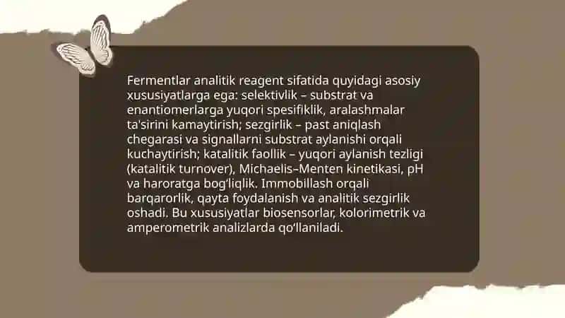 Fermentlar analitik reagentlar sifatida 3