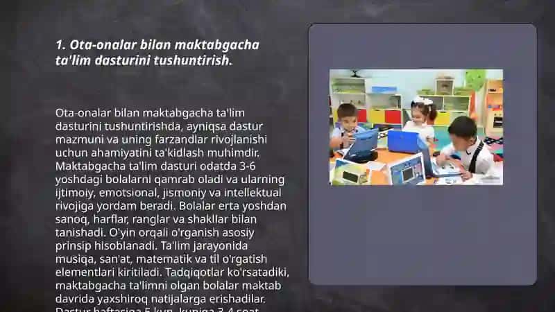 Maktabgacha ta'lim tashkilotida ota-onalar va mahalliy hamjamiyat bilan hamkorlik 3