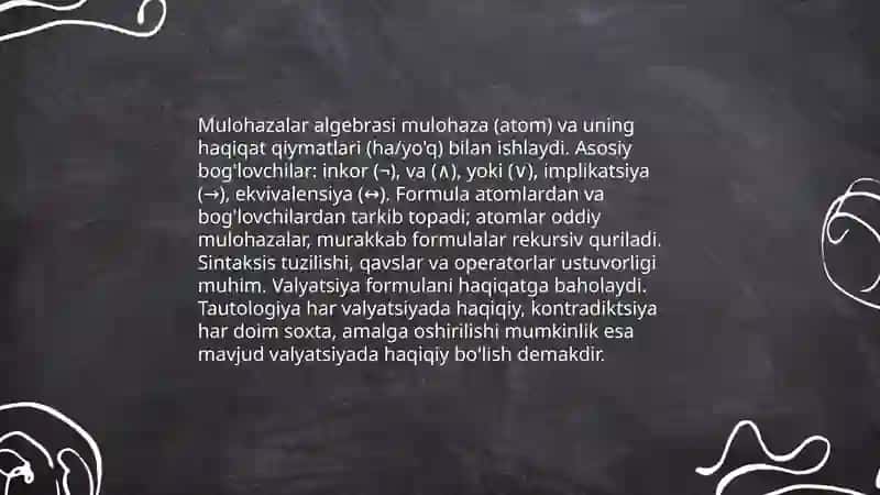 Mulohazalar algebrasi formulalari 3