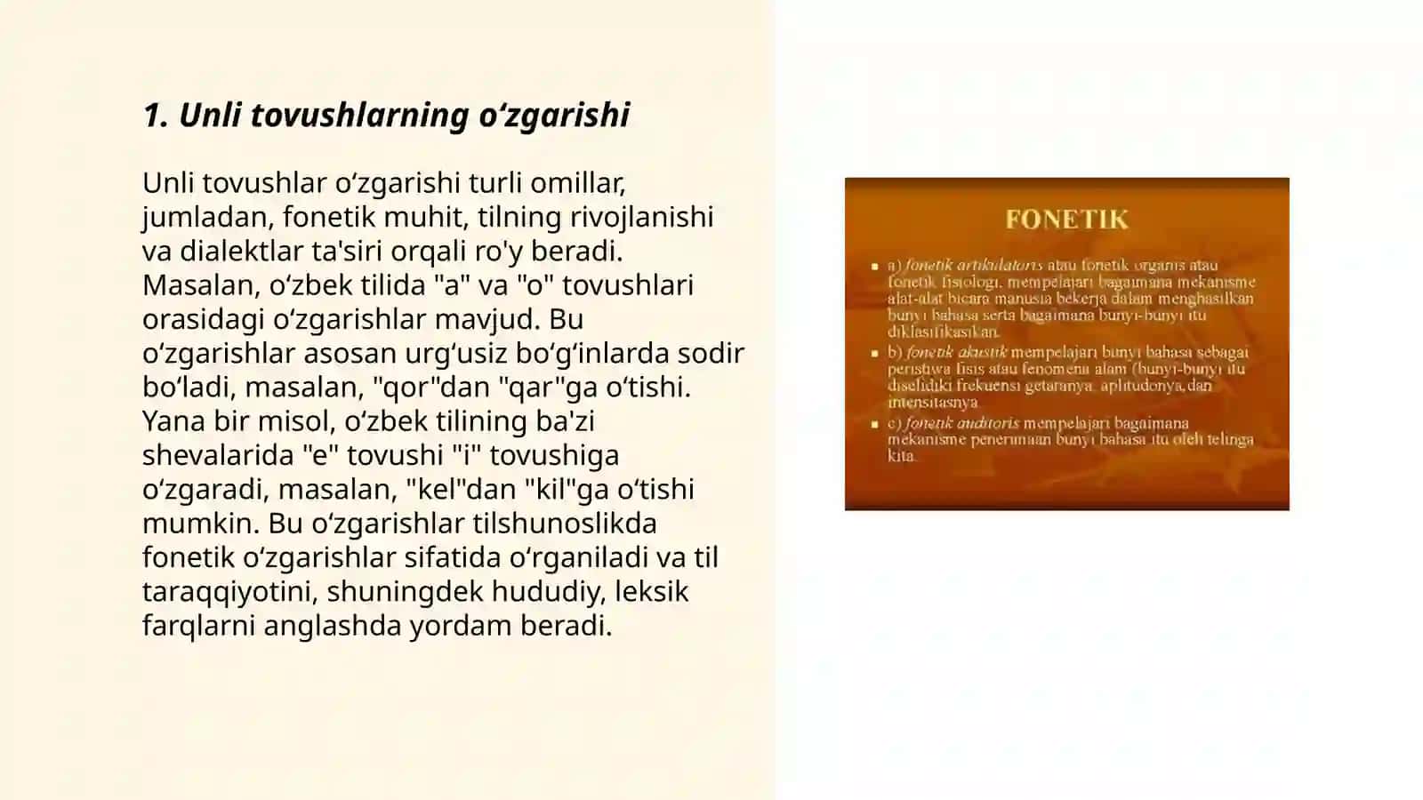 Fonetik oʻzgarishlar 3