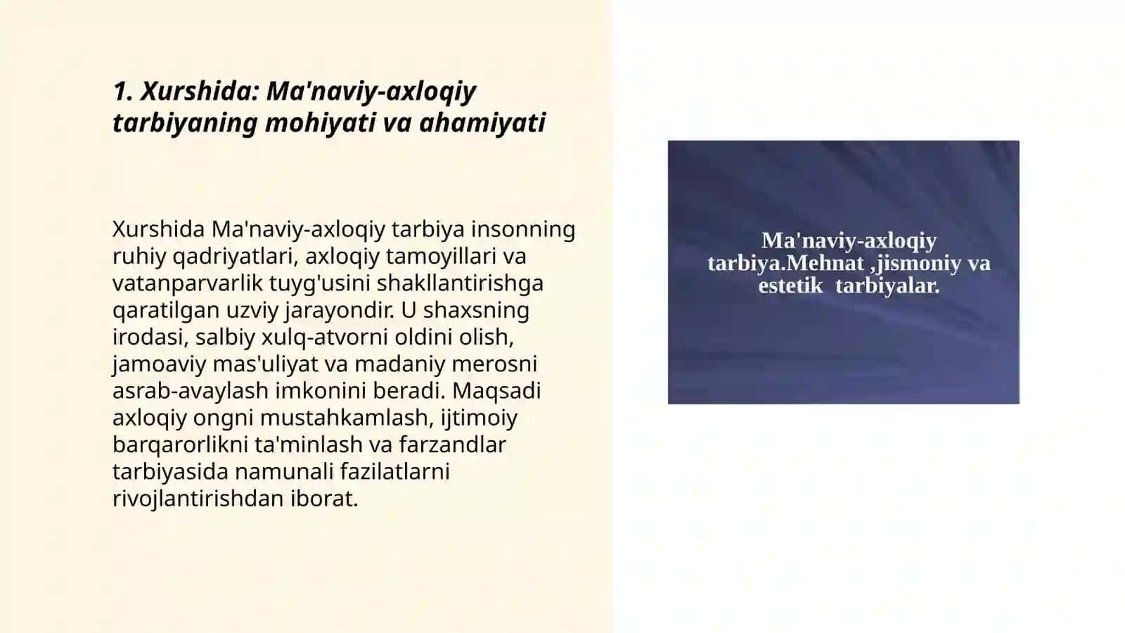 Xurshida: Ma'naviy-axloqiy tarbiyaning mohiyati va ahamiyati 3