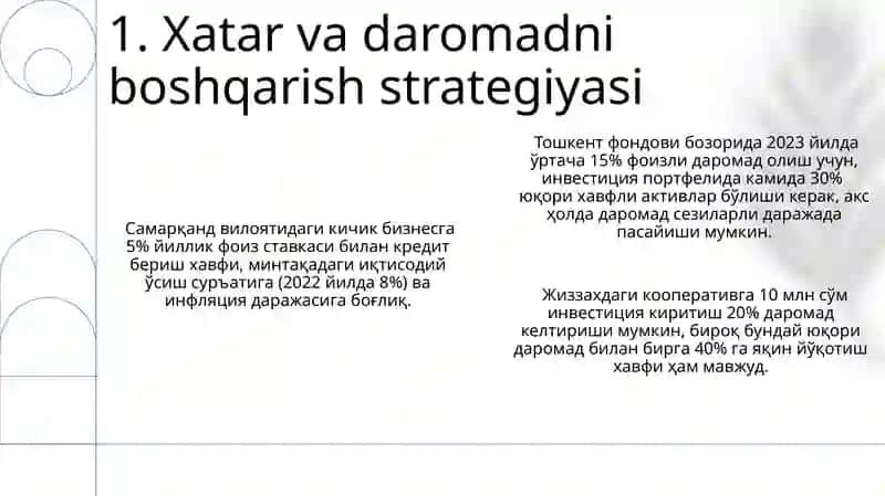Risk va daromadlilik 3